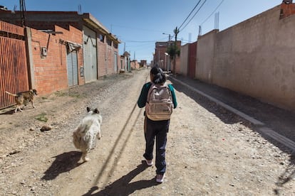 Sus dos perros, Manchas y Doggy, la acompañan al colegio, como dos guardas protectores. En el camino se pelean con todos los perros que se encuentran en el camino. Mientras ella da clase, Manchas y Doggy esperan en la puerta, hasta que sale. 