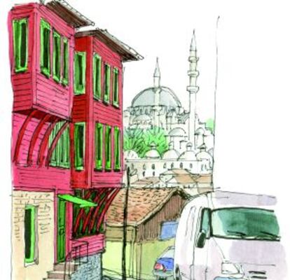 Silueta de la mezquita de Soliman, en Estambul.