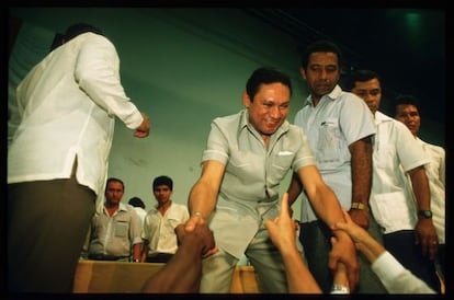 Manuel Antonio Noriega, en un mitin en 1988.