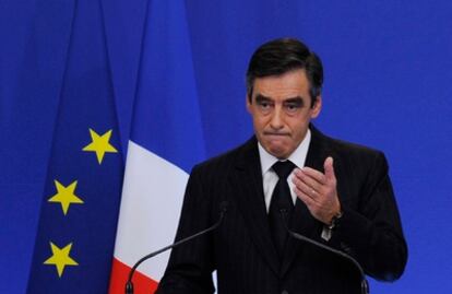 El primer ministro francés, François Fillon, durante la presentación ante los medios de las nuevas medidas de ajuste.