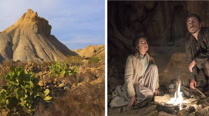 A la izquierda de la imagen, paraje del desierto de Tabernas. A la derecha, una escena de 'Penny Dreadful'.