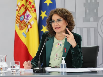 La ministra portavoz, María Jesús Montero, este martes, tras el Consejo de Ministros.
