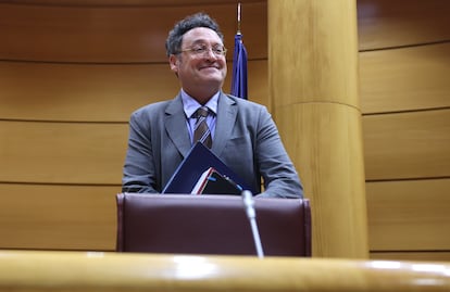 El fiscal general del Estado, Álvaro García Ortiz, antes de su comparecencia en la comisión de Justicia del Senado, el 18 de febrero.