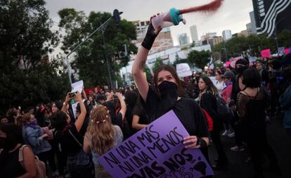 Protesta de mujeres contra la violencia machista, en Ciudad de México.