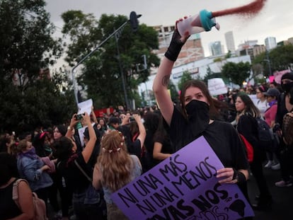 Protesta de mujeres contra la violencia machista, en Ciudad de México.