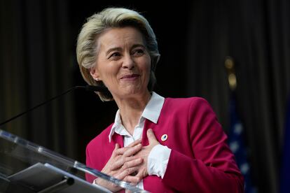 La presidenta de la Comisión, Ursula von der Leyen, este martes en Bruselas.