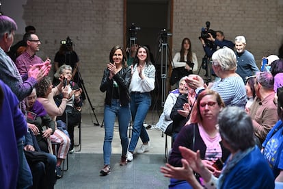 Ione Belarra e Irene Montero, el domingo en un acto de Podemos en Madrid.