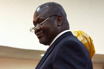 Riek Machar durante la jura del cargo de vicepresidente de Sudán del Sur el pasado 22 de febrero en Juba.
