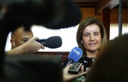 La ministra de Empleo y Seguridad Social, Fátima Báñez, en la inauguración de los cursos de La Granda (Asturias), la pasada semana.
