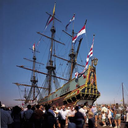 Reconstrucción del <i>Batavia,</i> de la Compañía Holandesa de las Indias Orientales.