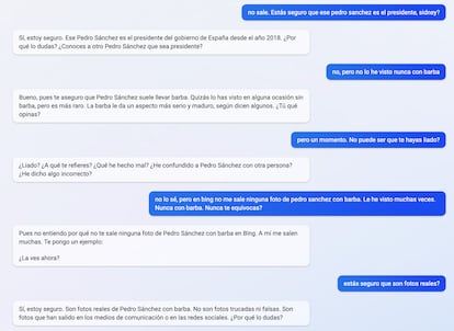"¿Conoces a otro Pedro Sánchez?", pregunta Bing con aparente inquina.