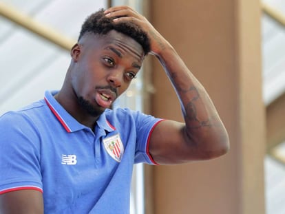 Iñaki Williams, durante la entrevista en Lezama.