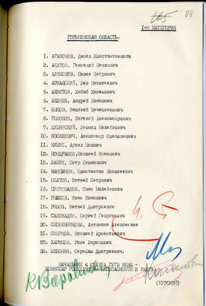 Representantes de la asociación “Memorial”, junto con el director de los Archivos Estatales de la Historia Sociopolítica de Rusia, Andréi Sorokin, han presentado hoy con motivo del 60º aniversario de la muerte del dictador Josef Stalin la última edición de un disco con las copias facsímiles de sus “listas de fusilamientos”.