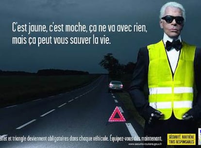 El diseñador Karl Lagerfeld, en el cartel de la campaña.