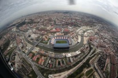 Vista aérea del estadio Vicente Calderón.