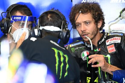 Valentino Rossi, durante el test que realizaron todos los equipos este miércoles en Jerez.