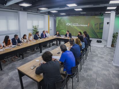 Reunión extraordinaria del Comité Ejecutivo Nacional de Vox, celebrada el pasado jueves en Madrid.