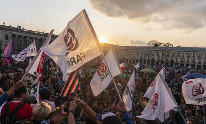 Partidiarios de la Fuerza Alternativa Revolucionaria del Común, en Bogotá.