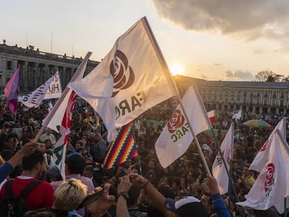 Partidiarios de la Fuerza Alternativa Revolucionaria del Común, en Bogotá.