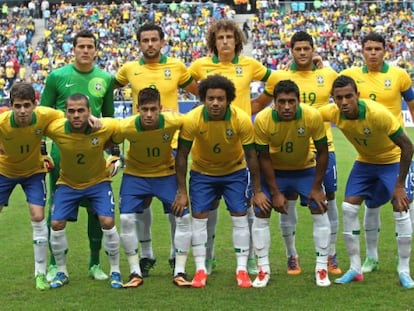 Alineaci&oacute;n de Brasil en la Copa Confederaciones 2013.