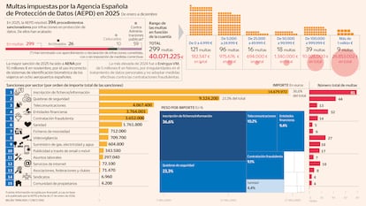 Multas impuestas por la Agencia Española de Protección de Datos (AEPD) en 2025 Gráfico