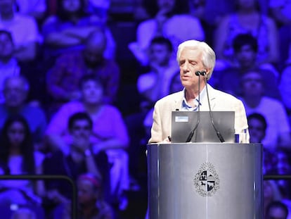  El presidente de Uruguay, Tabaré Vázquez, habla durante la presentación de un balance de su gestión, el viernes pasado en Montevideo.