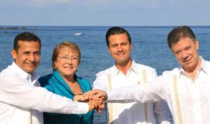 Humala, Bachelet, Peña Nieto e Santos em Nayarit (México), em 2014.