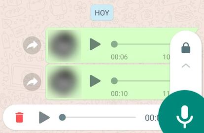 Estas notas de voz de WhatsApp podemos escucharlas o borrarlas antes de enviarlas