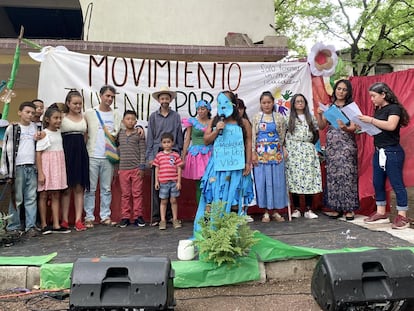 El Movimiento Juvenil por el Motagua, en una obra de teatro con mensaje medioambiental el pasado mes de junio.