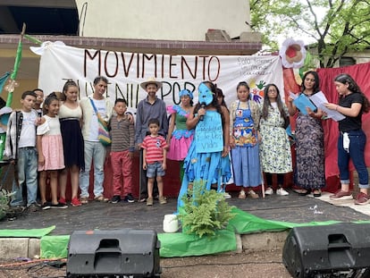 El Movimiento Juvenil por el Motagua, en una obra de teatro con mensaje medioambiental el pasado mes de junio.