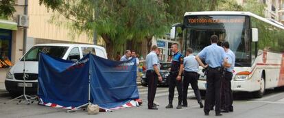 Escena del atropellamiento mortal en Sant Carles de la R&aacute;pita.