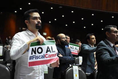 Jorge Álvarez Máynez en la Cámara de Diputados, en 2018.