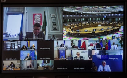 Videoconferencia del Eurogrupo de este jueves.