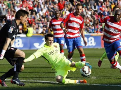 Messi dispara davant Olazábal.