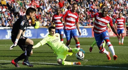 Messi dispara davant Olazábal.