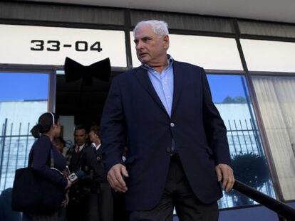 Former Panamanian President Ricardo Martinelli arrives at the Central American Parliament in Guatemala.