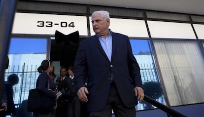 El expresidente de Panam&aacute; Ricardo Martinelli a su llegada al Parlamento Centroamericano.