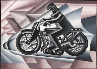 Motociclista, sólido con velocidad (1927), de Fortunato Depero.