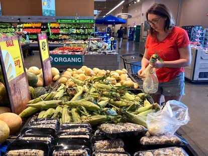 A person shops at a grocery store in Glenview, Illinois, on July 4, 2022.