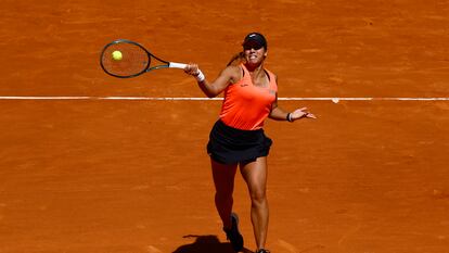 Jessica Bouzas, este miércoles en el estadio Manolo Santana del Mutua Madrid Open.