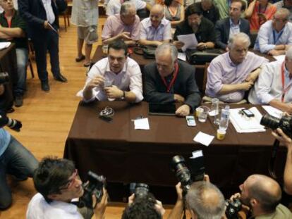 Alexis Tsipras, dijous en una reunió de Syriza.