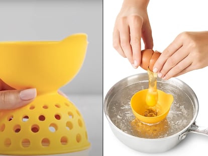 Elabora deliciosos huevos escalfados con este set de accesorios plegables y de tamaño pequeño, ideales para la cocina.