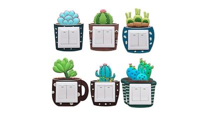 Pegatinas de cactus en tres dimensiones