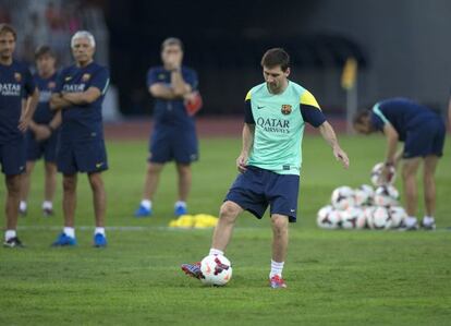 Messi, durante el último entrenamiento en Kuala Lumpur