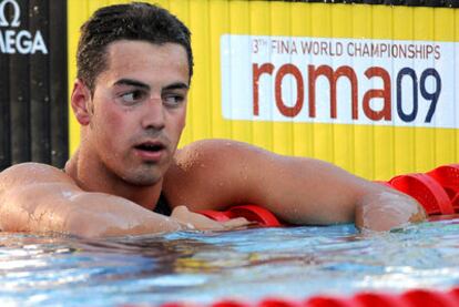 Rafa Muñoz, after the 50m butterfly final at the last Worlds in Rome, when he won bronze.