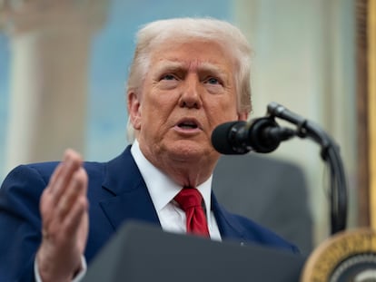 El presidente de Estados Unidos, Donald Trump, este miércoles en la Casa Blanca.