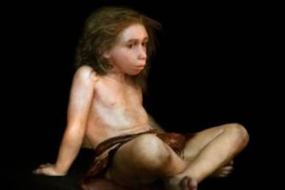 Reconstrucción de un niño neandertal.