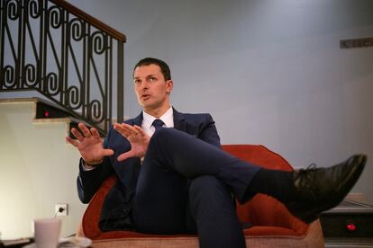 Gallardo, durante la entrevista, en el Hotel NH Madrid Nacional.