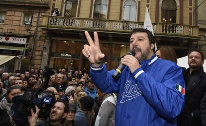 Matteo Salvini, durante ato em Forlì, em 11 de novembro.