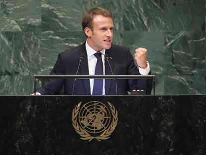 El presidente Macron, en su discurso en la Asamblea General de la ONU.